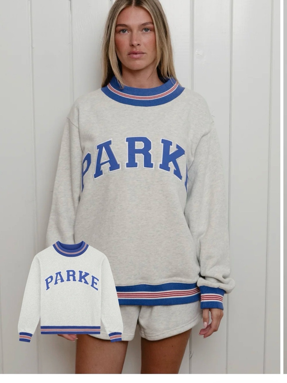 Parke BOARDWALK SOLD OUT ONLINE White Sweatshirt with Navy Logo
